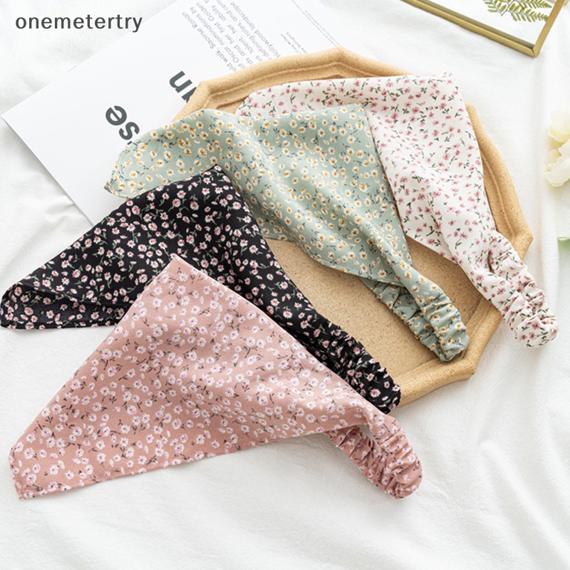 Onem ฤดูร้อน วินเทจ พิมพ์ลายดอกไม้ ชายหาด ผ้าพันคอแฟชั่น ยางยืด สําหรับผู้หญิง เด็กผู้หญิง เครื่องประดับผม n