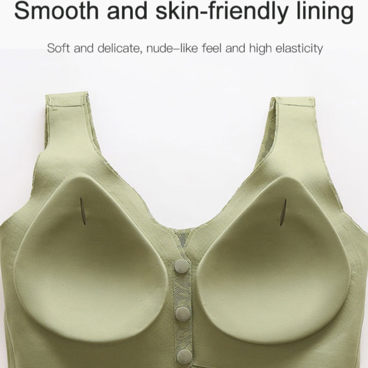 HOT[สบาย/ไม่มีรอยต่อ] Lace Jacquard Front Button Plus Size Bra ราคา ถูกที่สุด ดีลบีเคเค แกลเลอรีภาพที่ 5