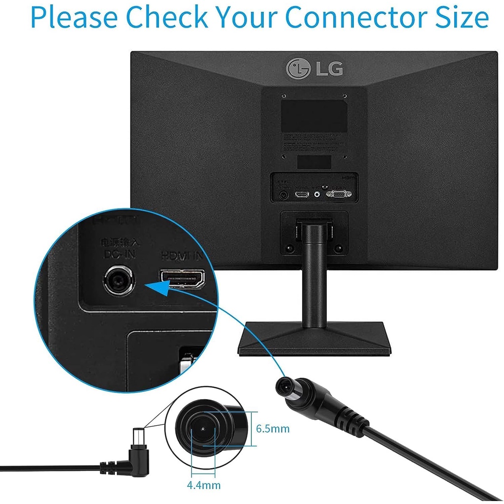 อะแดปเตอร์จอมอนิเตอร์ สายชาร์จ แหล่งจ่ายไฟ ปลั๊กจอ LG Flatron PC Monitor Monitor Charger Adapter 12V 2A 6.5*4.4