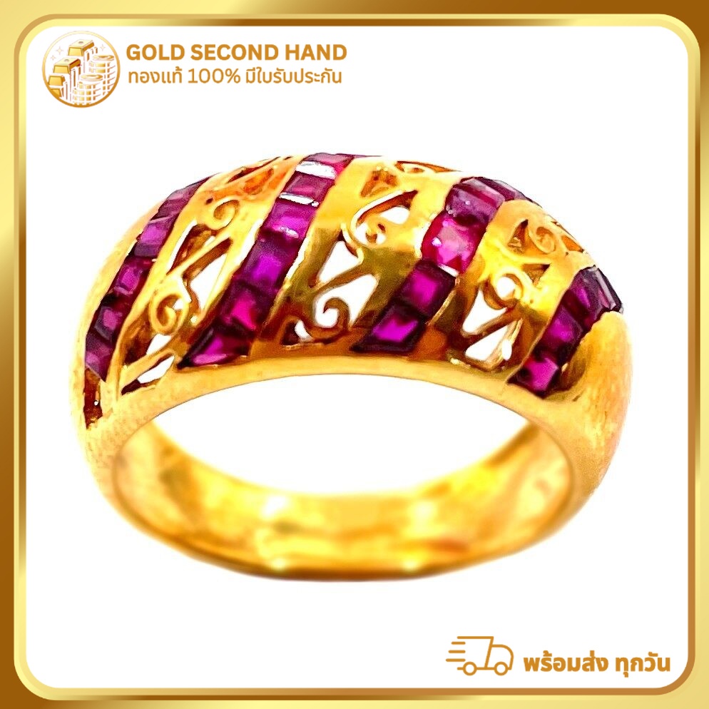แหวนพลอยทองคำแท้ 90% (หนัก 5.55 กรัม  มีใบรับประกันจากทางร้านทอง) R25/10/2023 .5