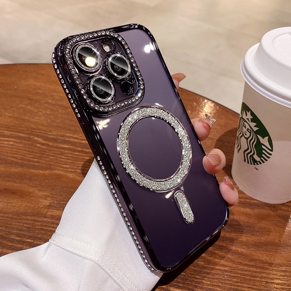 เคสโทรศัพท์มือถือ ซิลิโคนนุ่ม ใส กันกระแทก ประดับเพชร รูปที่ 3