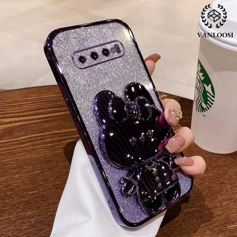 เคส Samsung S10 Plus S10 ผงประกาย เคลือบไฟฟ้า ซิลิโคนนิ่ม กระต่ายน่ารัก เคสโทรศัพท์ ป้องกันการตก