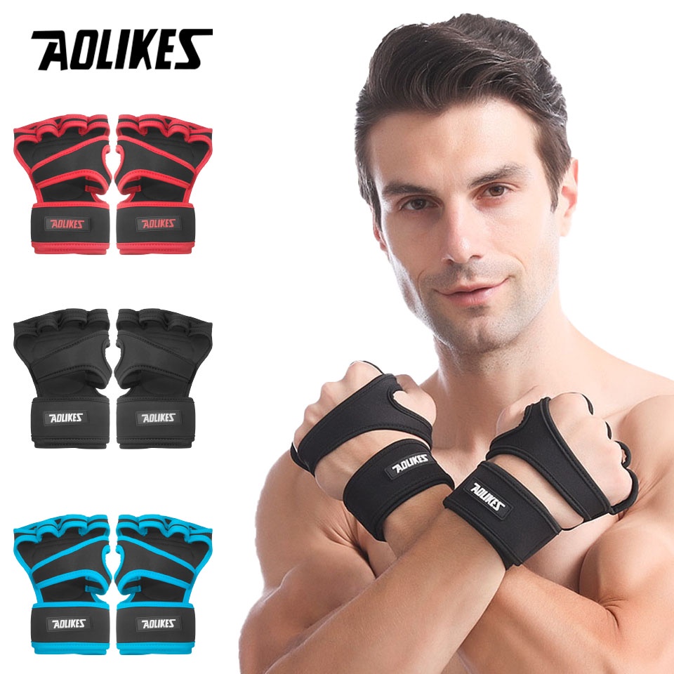 Aolikes สายรัดข้อมือ กันลื่น เหมาะกับการเล่นฟิตเนส ดัมเบล ฟิตเนส ฟิตเนส กีฬากลางแจ้ง ทุกเพศ 1 คู่
