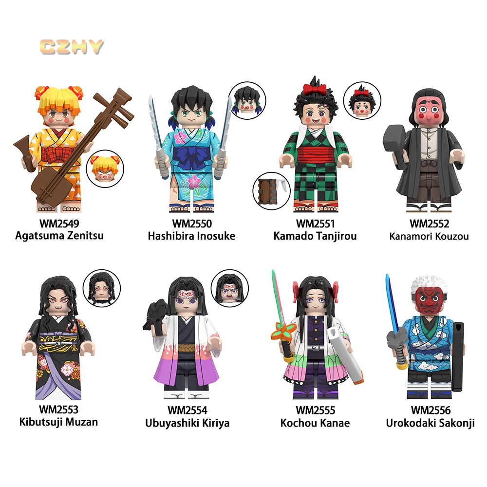 WM6162 Anime Slayer Zenitsu Inosuke Tanjirou Kouzou Muzan Kiriya Kanae Samonji Mini บล็อกตัวต่อพลาสติกของเล่นเด็ก