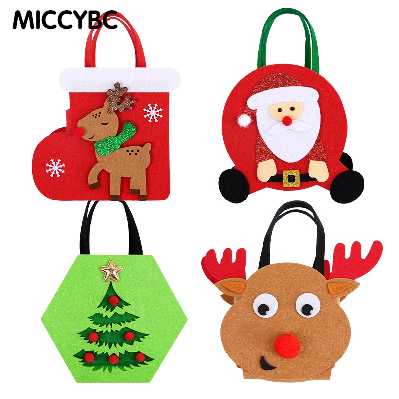 [MICCYBC] ใหม่ กระเป๋าผ้าสักหลาด ลายการ์ตูนคริสต์มาส กวางเอลก์ แอปเปิ้ลอีฟ สําหรับตกแต่งเทศกาลคริสต์มาส