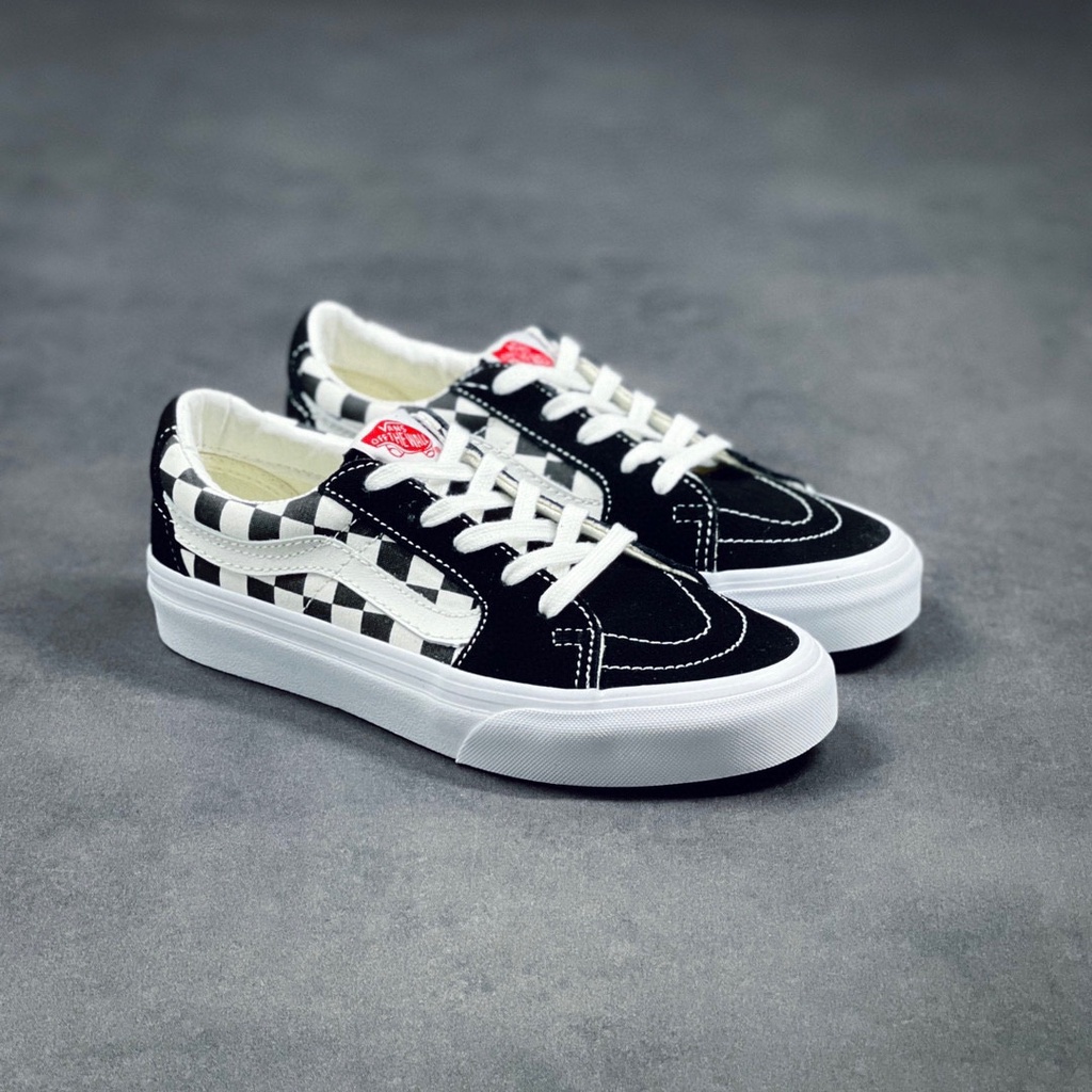 Vans SK8-Low รองเท้าผ้าใบลําลองไล่ระดับสีเหลืองสําหรับผู้ชายผู้หญิง