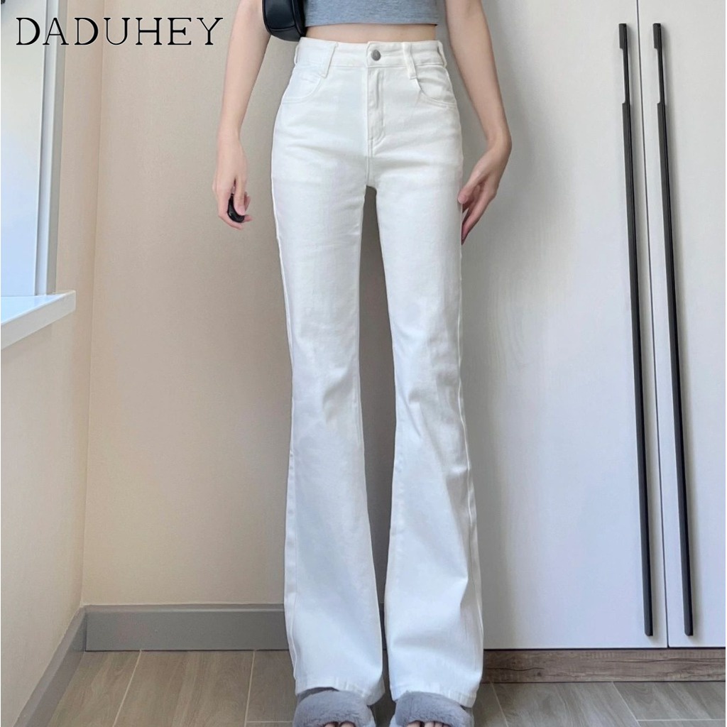 DaDuHey New Women's Black High Waist Stretch Skinny Retro Wide Leg Slim Flare Pants Bootcut Jeans
