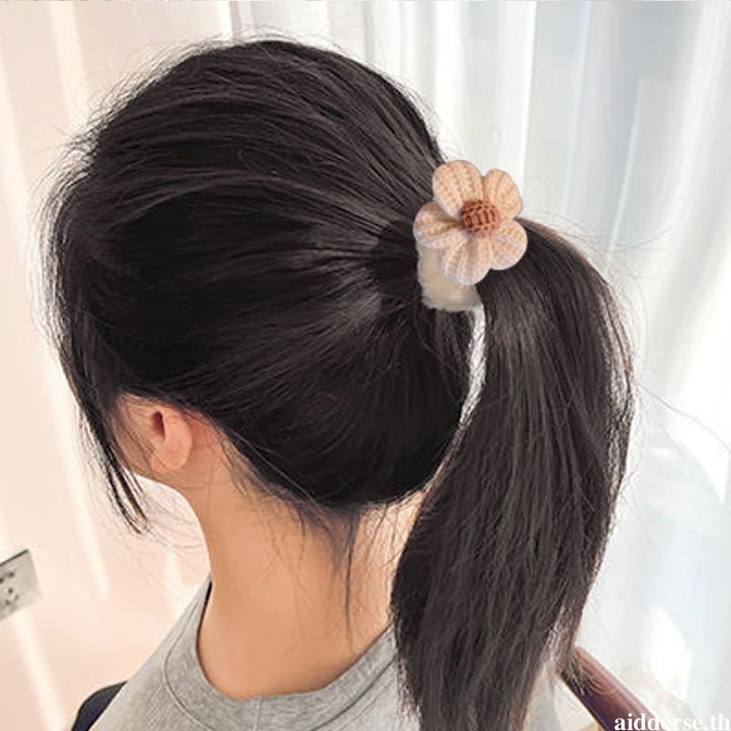 ยางรัดผม ผ้าโพกศีรษะ ผ้ากํามะหยี่ขนนิ่ม ลายดอกไม้ ขนาดเล็ก สไตล์ฤดูใบไม้ร่วง ฤดูหนาว เรียบง่าย