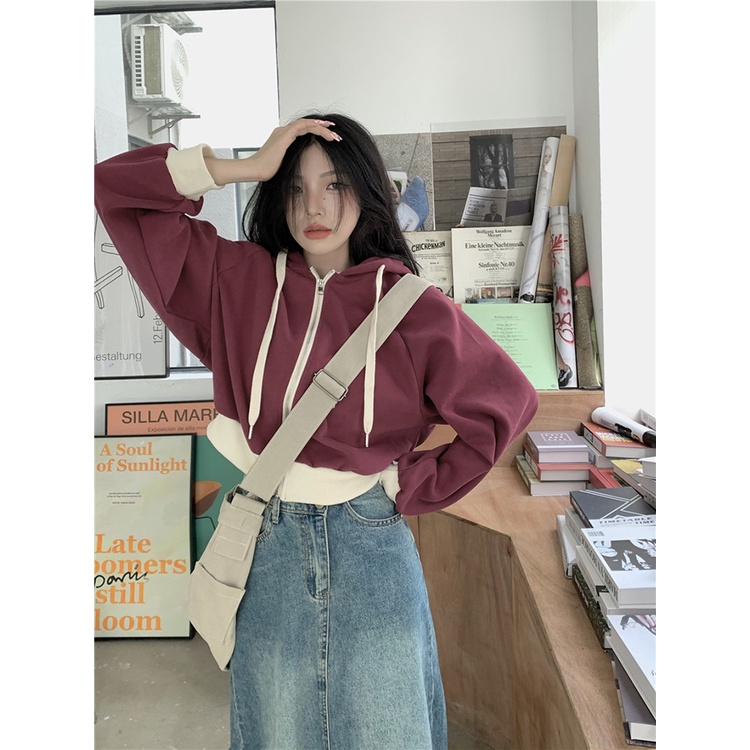 ส่งไวจากไทย SELLDA M-2XL เสื้อฮู้ด เรียบๆ แขนยาว เกาหลี ผู้หญิง
