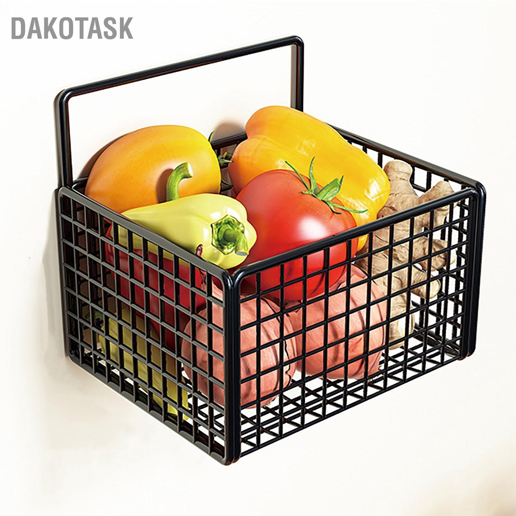 DAKOTASK ติดผนังตะกร้าเก็บไม่มีเจาะกาวลวดโลหะแขวนตะกร้าสำหรับห้องครัวอาหาร Pantry ห้องน้ำองค์กร