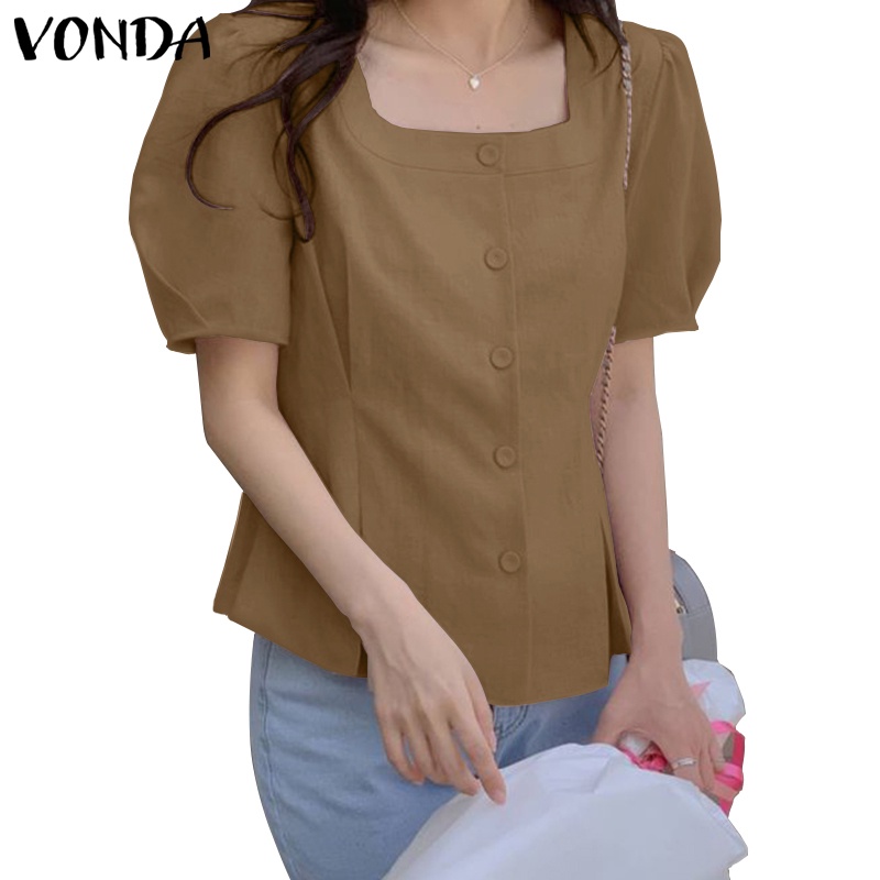 เสื้อเชิ้ตแขนสั้นลําลอง คอสี่เหลี่ยม แต่งจับจีบ สีพื้น สไตล์เกาหลี สําหรับผู้หญิง