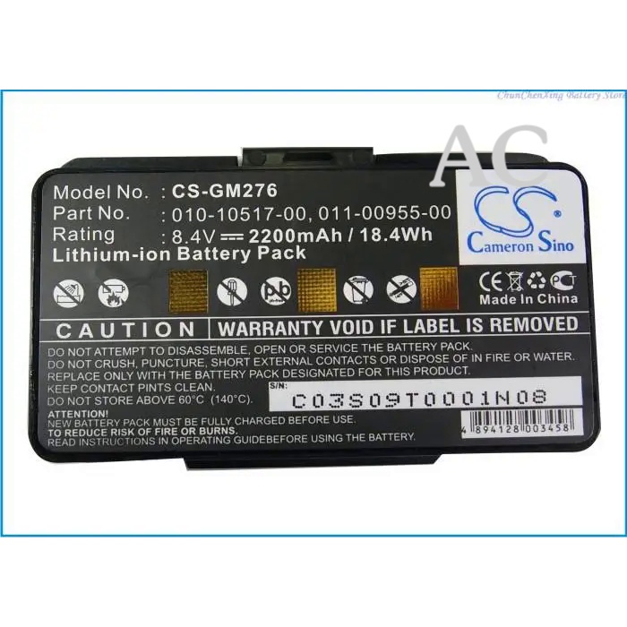 AC CS 2200mAh/2600mAh/3000mAh GPS, Navigator Battery for Garmin GPSMAP 276, 276c, 296, 376C, not support version 5.70 or
