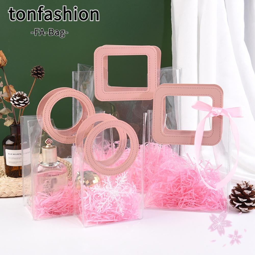 Tonfashion กระเป๋าช้อปปิ้ง PVC แบบใส ทรงสี่เหลี่ยม กันน้ํา มีหูหิ้ว