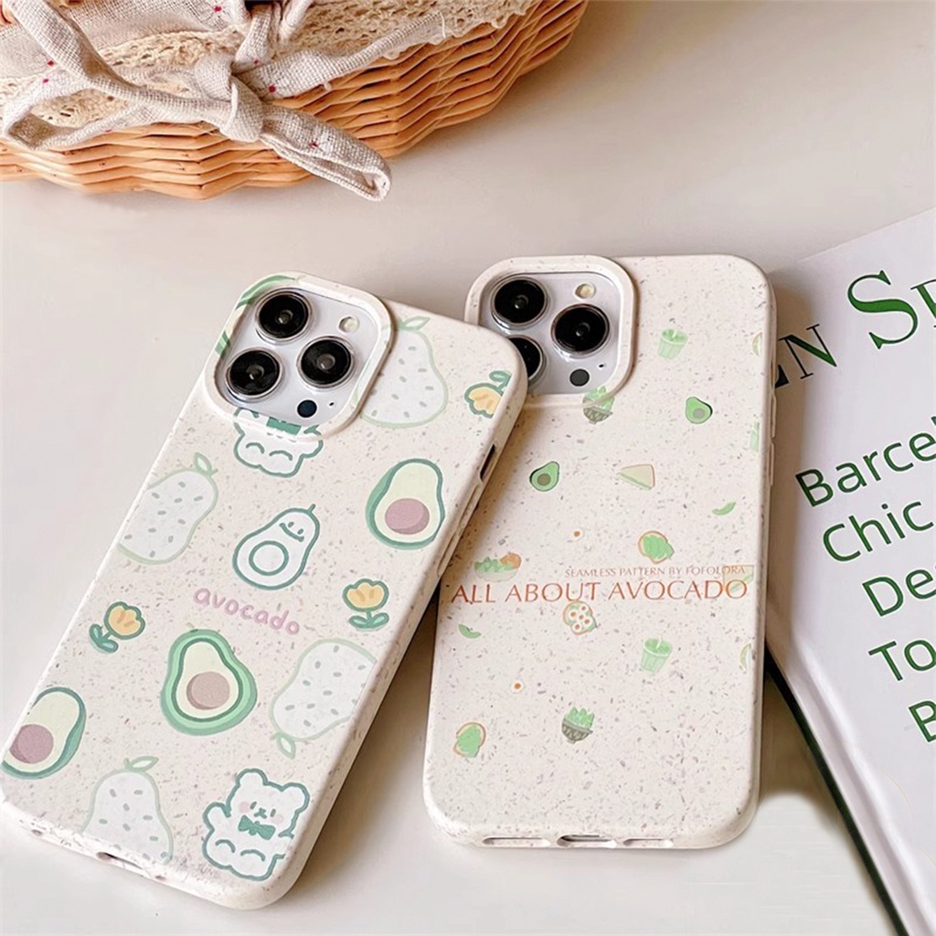 เคสโทรศัพท์ For iPhone 14 11 Pro Max 13 15 12 Pro Max 7 8 Plus XR X XS Max 15 Plus SE อะโวคาโด การ์ตูน Case เคส เคสไอโฟน