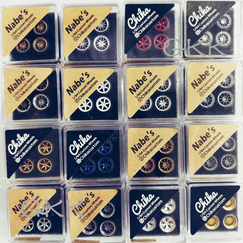 GK 4 pcs/1 set 1/64 chica/napes wheels 12.9mm 9.7/9.7mm tires rim GTC02 TE37 REV7 rays and atanaba for 1:64 HW tommy sma