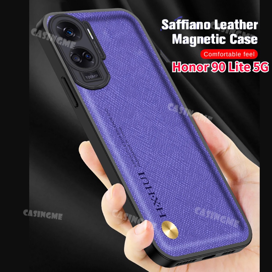 เคสโทรศัพท์มือถือหนัง PC แข็ง แบบแม่เหล็ก ผิวด้าน กันกระแทก หรูหรา สําหรับ Honor 90 Lite 5G 2023 Hon