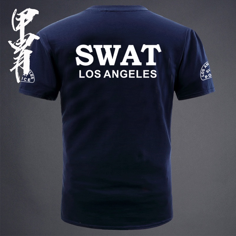 ใหม่ LAPD SWAT เสื้อยืด แขนสั้น สไตล์ทหาร
