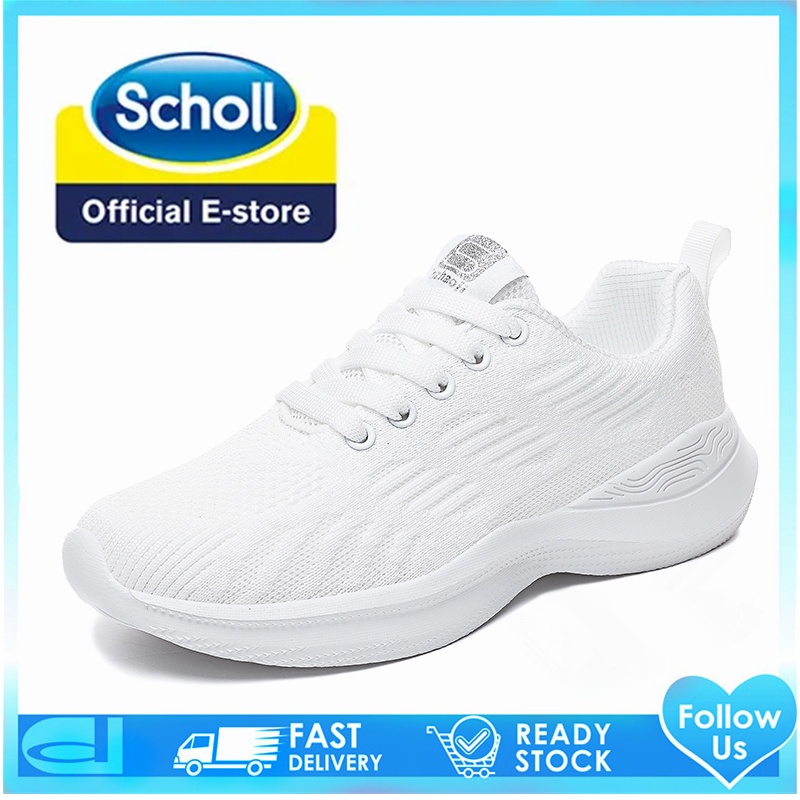 Scholl รองเท้าผ้าใบลําลอง ส้นแบน สไตล์เกาหลี สําหรับสตรี เหมาะกับการเล่นกีฬา EU 40 41
