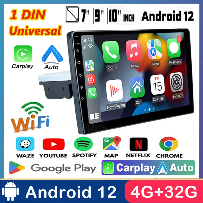 เครื่องเล่นมัลติมีเดีย วิทยุรถยนต์ 4Core 4G+32G DSP Android 1 Din 7 นิ้ว 9 นิ้ว 10 นิ้ว WIFI GPS บลู
