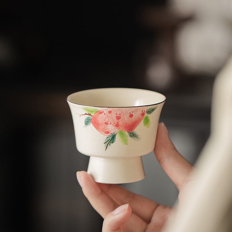 Sha Jifeng เพลงเลียนแบบ Goblet Master Cup ถ้วยชาในครัวเรือนขนาดใหญ่ Glaze Pastel Peach ถ้วยชาถ้วยเดี