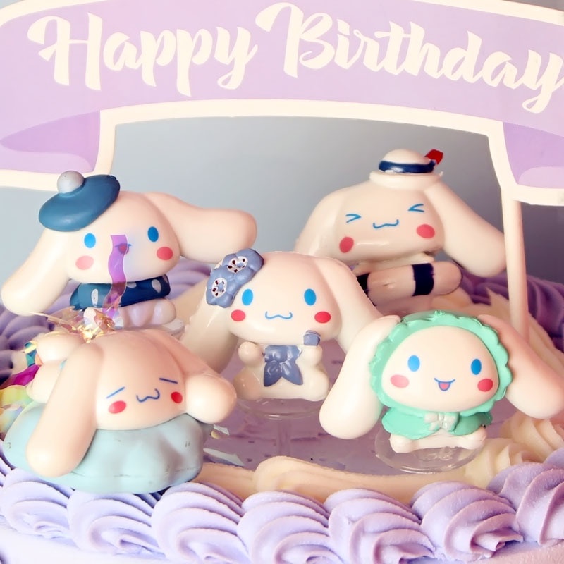 5 ชิ้น/เซ็ต Mini Action Figuren ตุ๊กตา 4 ซม.Kitty Kuromi melody Cinnamoroll เค้กตกแต่งเดสก์ท็อปของเล่นรถตกแต่งวัสดุ Pvc สําหรับของขวัญเด็ก - รูปที่ 2