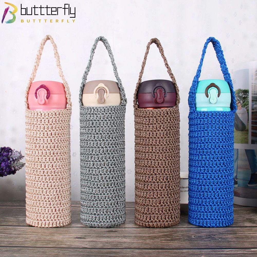 Buttterfly กระเป๋าใส่ขวดน้ํา แบบสาน แฮนด์เมด พร้อมเชือกคล้องมือ อุปกรณ์เสริม สําหรับเล่นกีฬา เดินทาง กลางแจ้ง