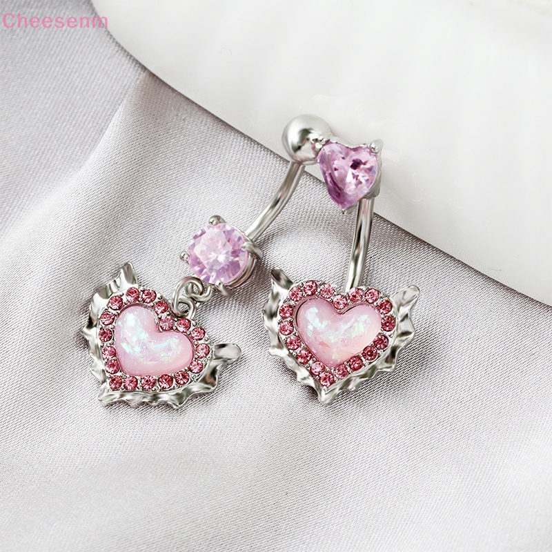 Belly Navel Piercing รูปหัวใจ สีชมพู แฟชั่นสําหรับผู้หญิง
