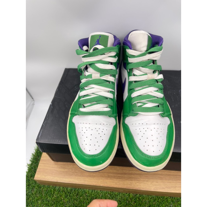[ของแท้100%มือสอง]Air Jordan 1 Mid aj1 Hulk White Green (EUR42:26.5cm.) รองเท้า sports
