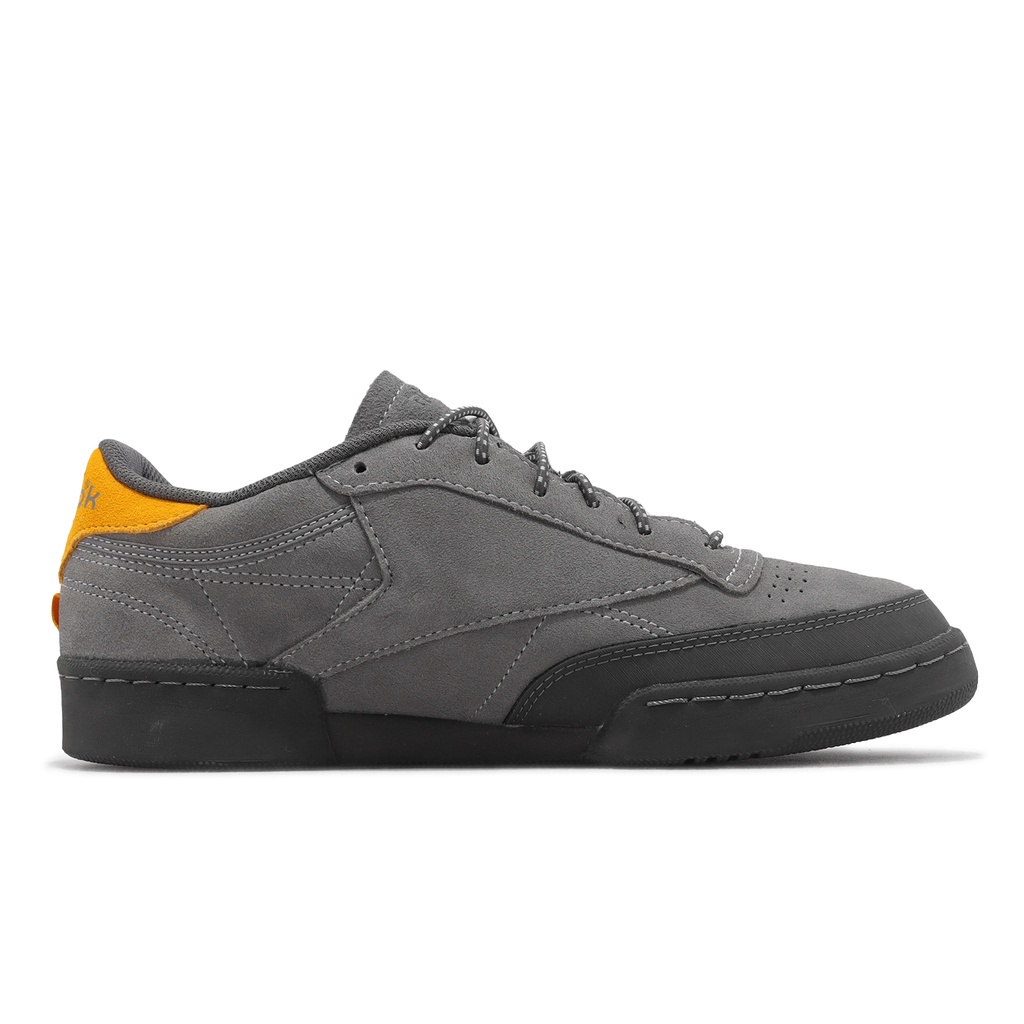 Reebok Casual Shoes Club C 85 Gray Black Orange Suede Low-Top Men's Sneakers [ACS] GW3784