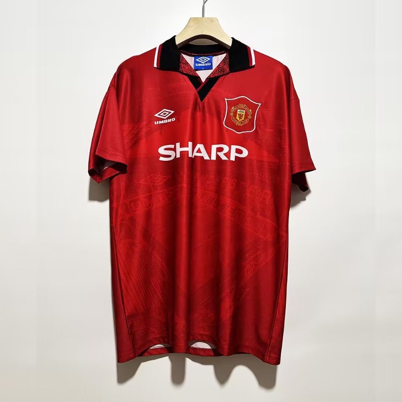 เสื้อกีฬาแขนสั้น ลายทีมชาติฟุตบอล Manchester United 1994-86 ชุดเหย้า สไตล์วินเทจ แห้งเร็ว AAA สําหรับผู้ชาย ไซซ์ S-XXL