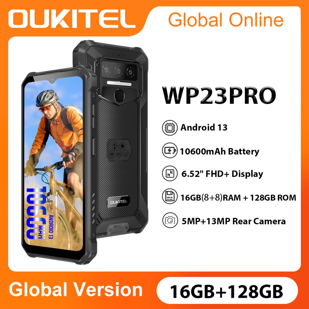 Oukitel สมาร์ทโฟน WP23 PRO Android 13 8GB+128GB 10600mAh 6.52 นิ้ว HD+13MP กล้องหลัง โทรศัพท์มือถือ