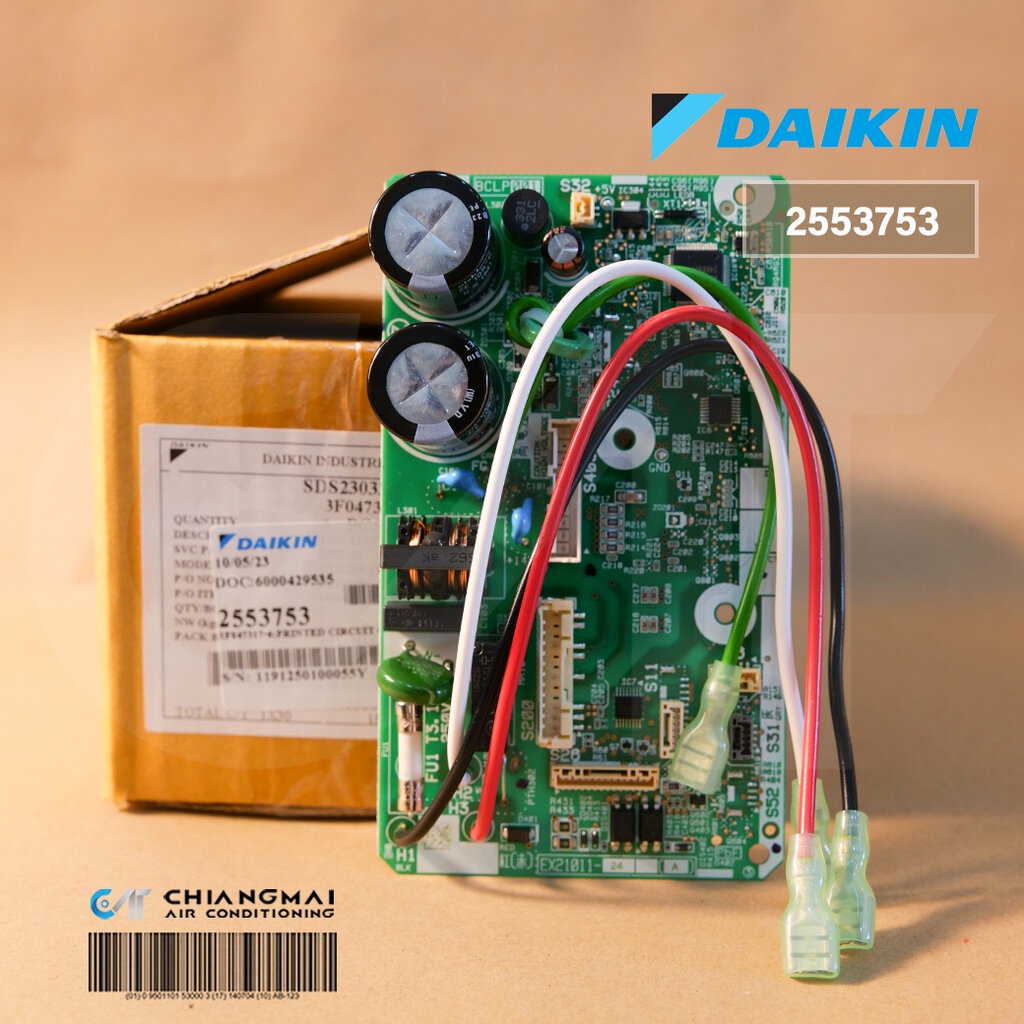 2553753 แผงวงจรแอร์ Daikin แผงบอร์ดแอร์ไดกิ้น บอร์ดคอยล์เย็น รุ่น FTKQ09XV2S, FTKQ09YV2S