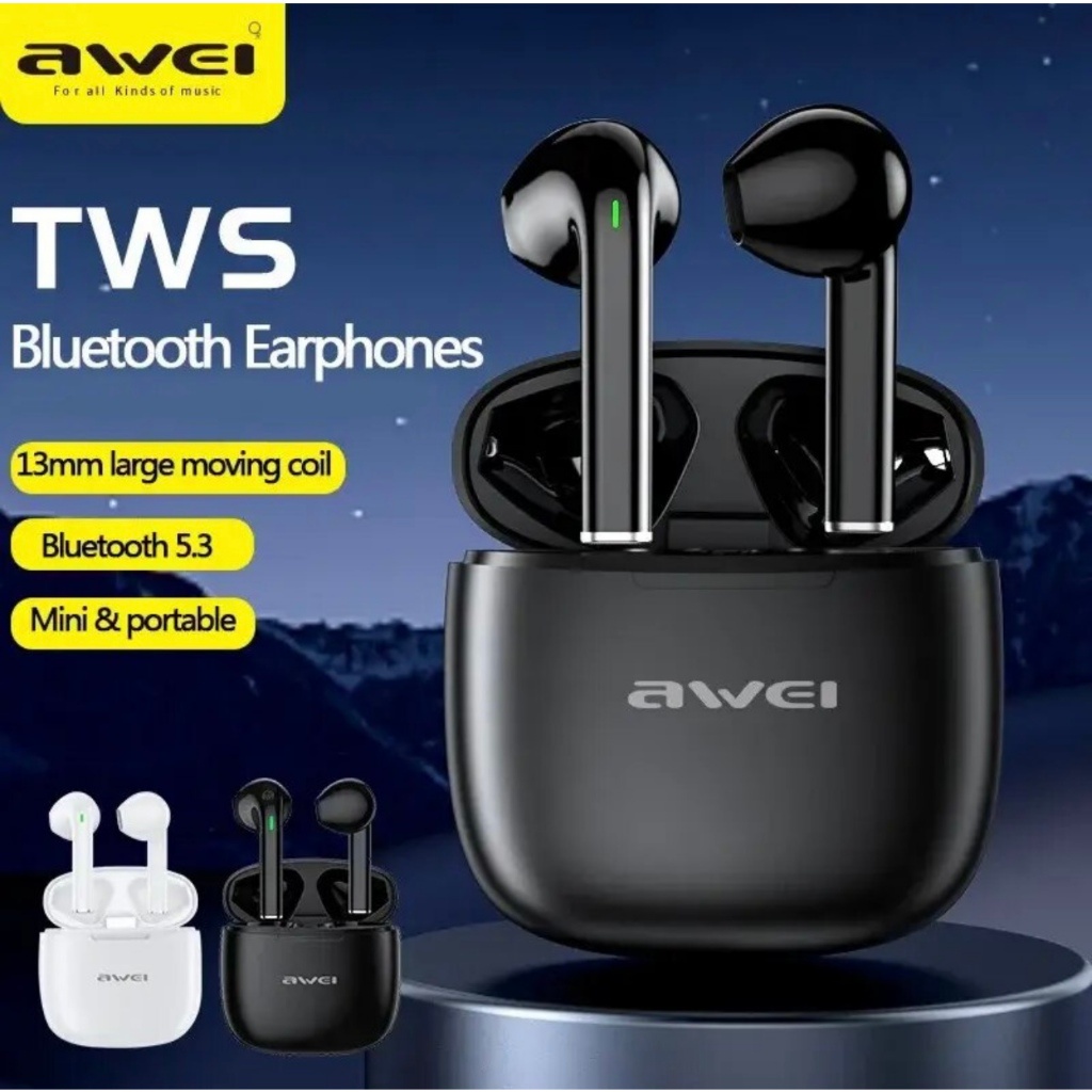 Awei T26 Pro TWS หูฟังบลูทูธไร้สายบลูทูธ5.3เสียงสเตอริโอ6D ไฮไฟเบสชุดหูฟังเล่นเกม