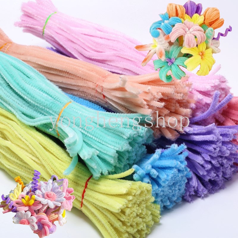 แท่งไม้ Chenille หลากสีสัน 30 ซม. 100 ชิ้น/ชุด สําหรับตกแต่งบ้าน DIY