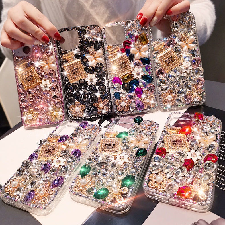 เคสโทรศัพท์หรูหราสําหรับ iPhone 16 Pro Max 15 14 13 12 สีควบคุม Rhinestone กันกระแทกฝาครอบโทรศัพท์