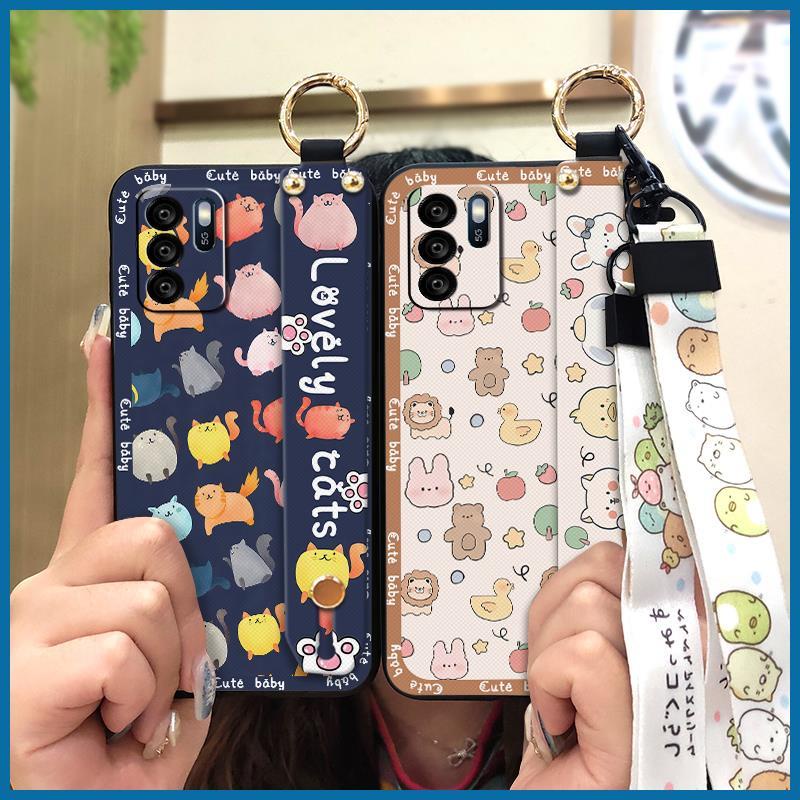 Fashion Design Shockproof Phone Case For OPPO Reno6Z 5G Cute Silicone Wristband Durable Wrist Strap Anti-dust Soft case ring