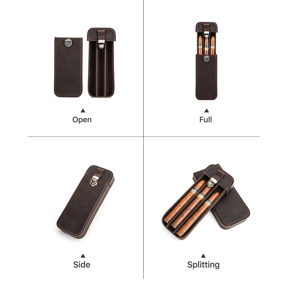 Sunwish SWS-ST0602 หนังแท้ 100% กระเป๋าหนังวัว ใส่ซิการ์ แบบพกพา หรูหรา สําหรับผู้ชาย