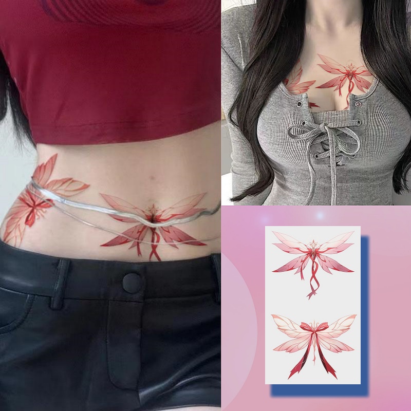 สติกเกอร์รอยสักชั่วคราว ลายปีกนางฟ้า เซ็กซี่ กันน้ํา ติดทนนาน 7 วัน