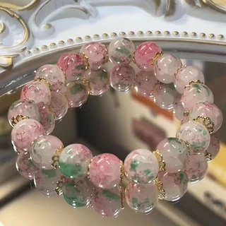2026 สไตล์ใหม่แฟชั่น Cherry Blossom แก้วสร้อยข้อมือลูกปัดหญิง ins Niche Design สไตล์ใหม่ High-End สร้อยข้อมือลูกปัดของขวัญหญิง