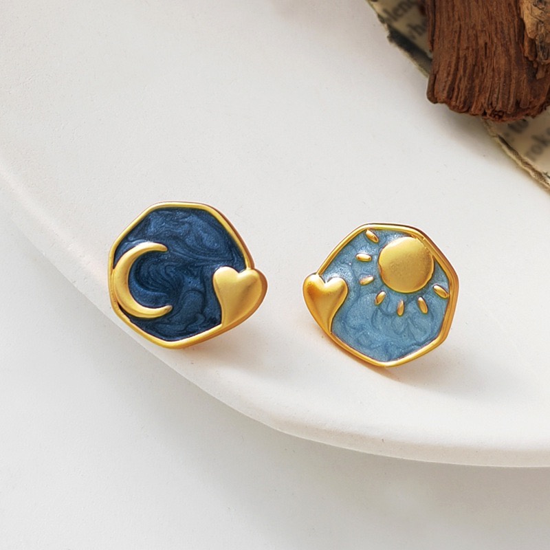 พร้อมส่ง IRIS Vintage | Day and night earrings GV040 เคื่องประดับ สร้อย ตุ้มหู ทอง 18K