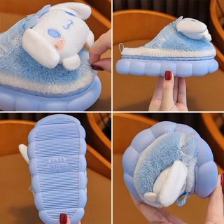 Reyno Sanrio Hello Kitty Cinnamoroll Kuromi Melody รองเท้าแตะ ผ้าฝ้าย กํามะหยี่ นุ่ม อบอุ่น เหมาะกับหน้าหนาว สําหรับผู้หญิง