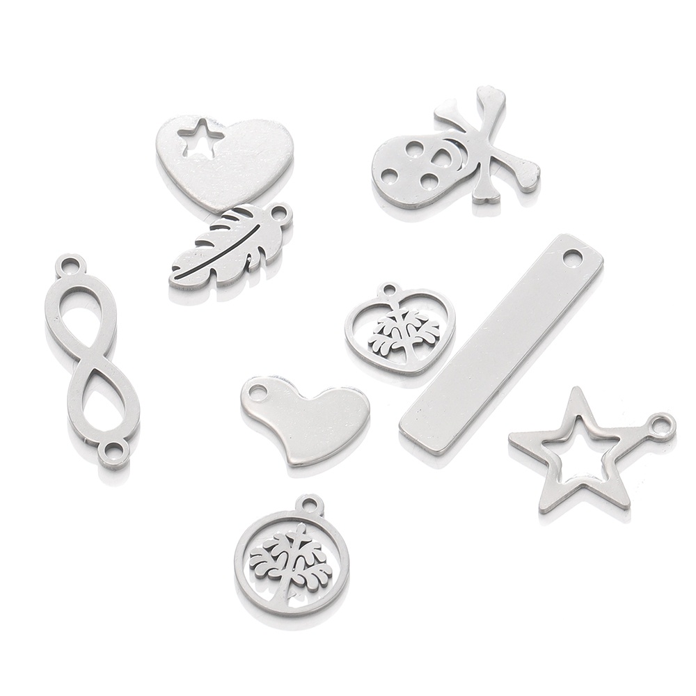St.kunkka 5PCS 316L สแตนเลส Skull Heart Star จี้สําหรับ DIY สร้อยข้อมือสร้อยคออุปกรณ์