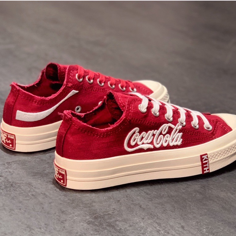Kith x Coca-Cola x Converse Chuck 70 Low Low-Top Casual Sneakers Wine Red 36-44 รองเท้า new