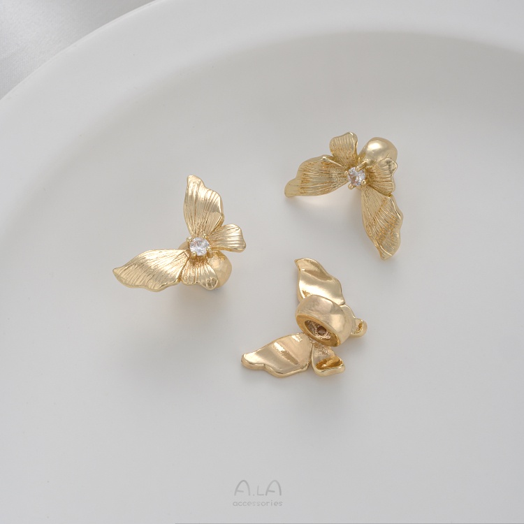 Spacer ลูกปัดผีเสื้อทําด้วยมือ diy 14K Gold-clad สีระบุฝังเพทาย ราคา ถูกที่สุด ดีลบีเคเค แกลเลอรีภาพที่ 6