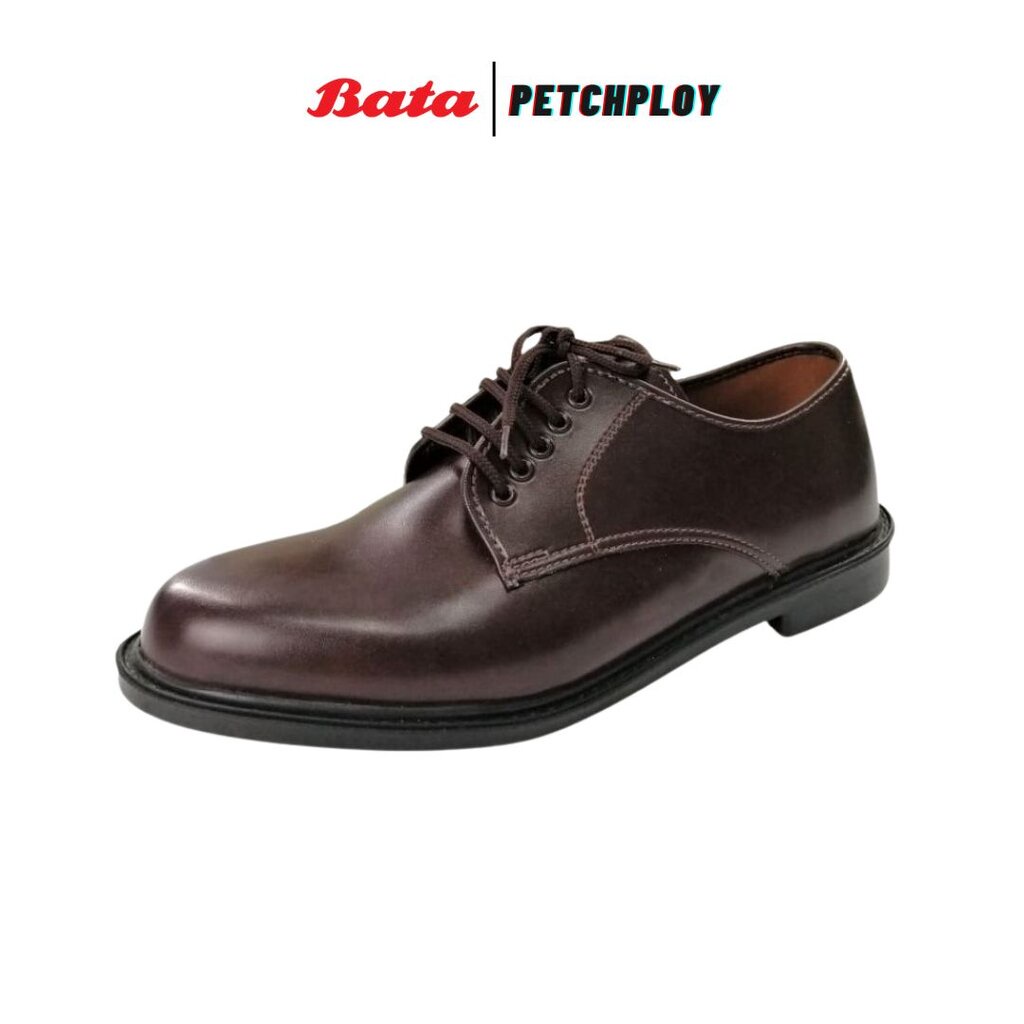 Bata รองเท้าคัชชูหนัง สีน้ำตาล แบบผูกเชือก บาจาของแท้ ใส่ทำงาน ใส่เรียน รองเท้าทางการ สีน้ำตาล Size 2-12 (35-47) รุ่น...