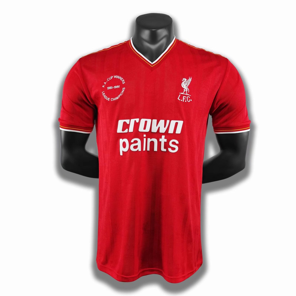 1985/86 Liverpool Home คุณภาพสูงฟุตบอลกีฬากลางแจ ้ งชุดย ้ อนยุค