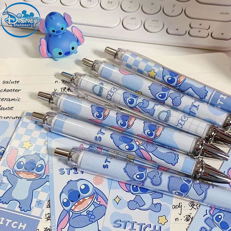 6 ชิ้น / ล็อต 0.5 มม. ดิสนีย์ สติทช์ ปากกาเจล สีดํา กด ปากกาลูกลื่น ปากกาลายเซ็น สํานักงาน โรงเรียน เขียน อุปกรณ์เครื่องเขียน