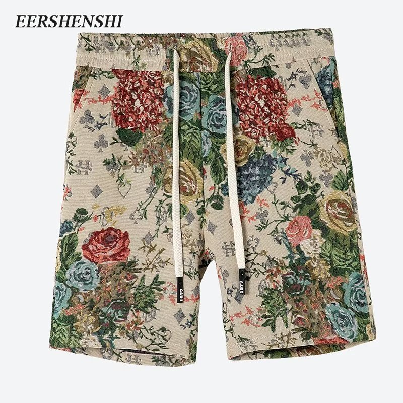 Eershenshi กางเกงขาสั้นลําลอง ทรงหลวม พิมพ์ลาย สไตล์ยุโรป และอเมริกา เรโทร แฟชั่นฤดูใบไม้ผลิ และฤดูร้อน สําหรับผู้ชาย