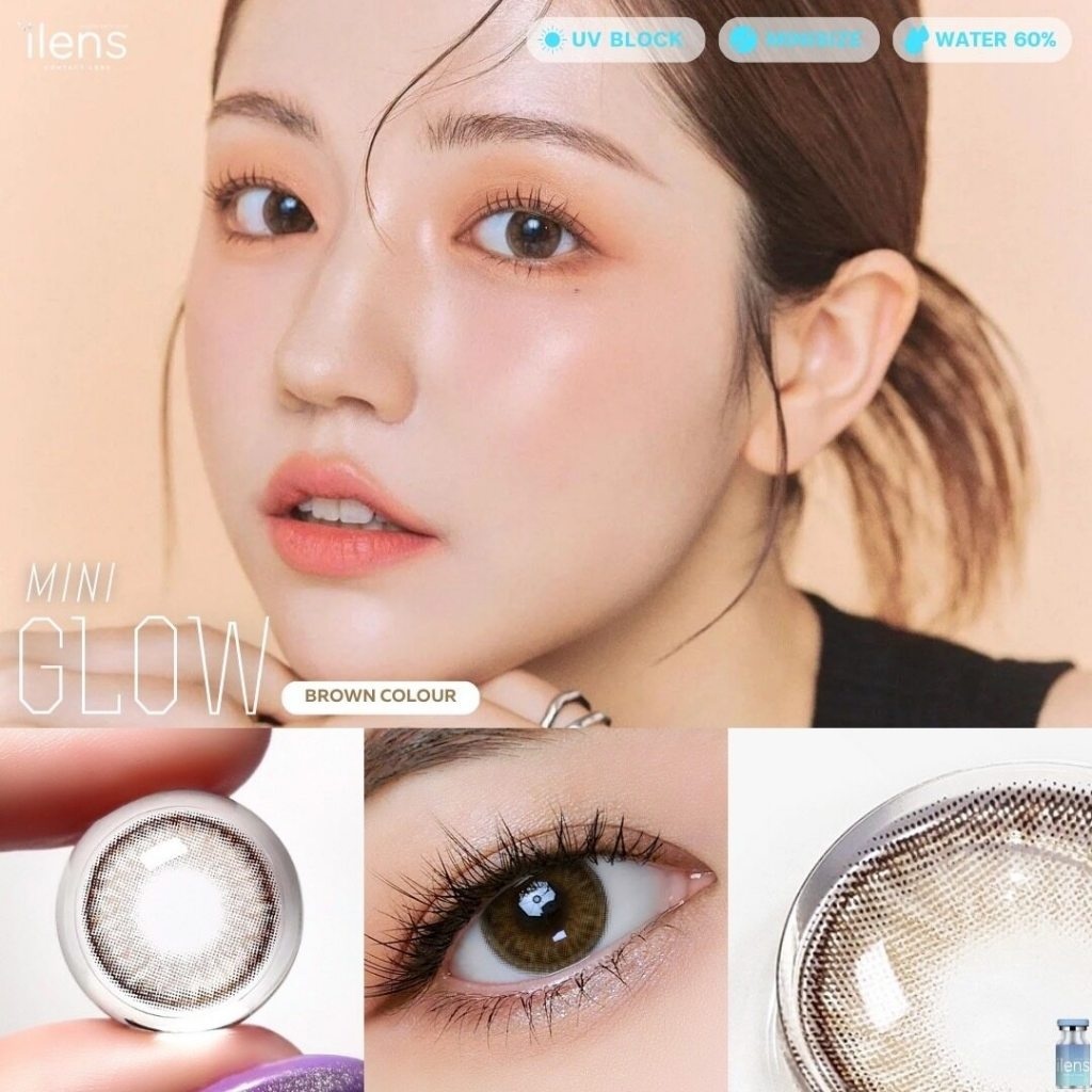 คอนแทคเลนส์(มินิ) Mini Glow Brown / Gray (ilens) ⭐️ลายฮิต ขายดีมาก กรองแสงกันยูวี