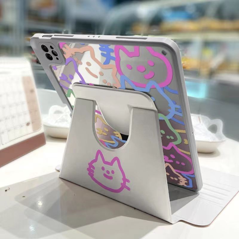 หมุนได้ 720 Acrylic Case gen7/8/9 10.2 Gen5/6 9.7 Air4 Air5 10.9 Pro11 gen10 เคสอะคริลิค ลายการ์ตูน พร้อมช่องใส่ปากกา
